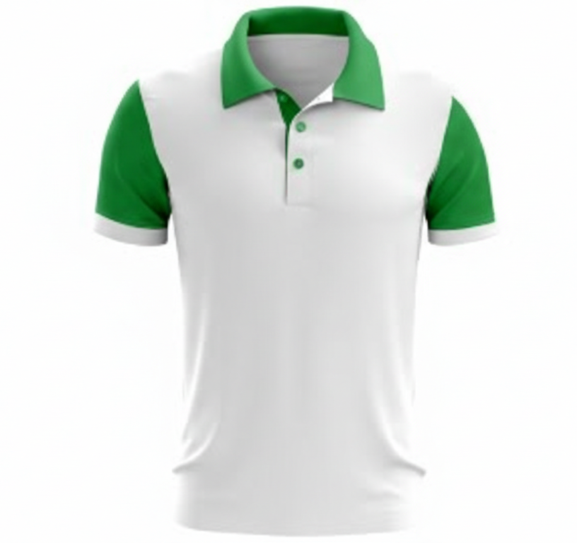 White and Green Polo T-Shirt